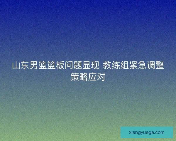 山东男篮篮板问题显现 教练组紧急调整策略应对